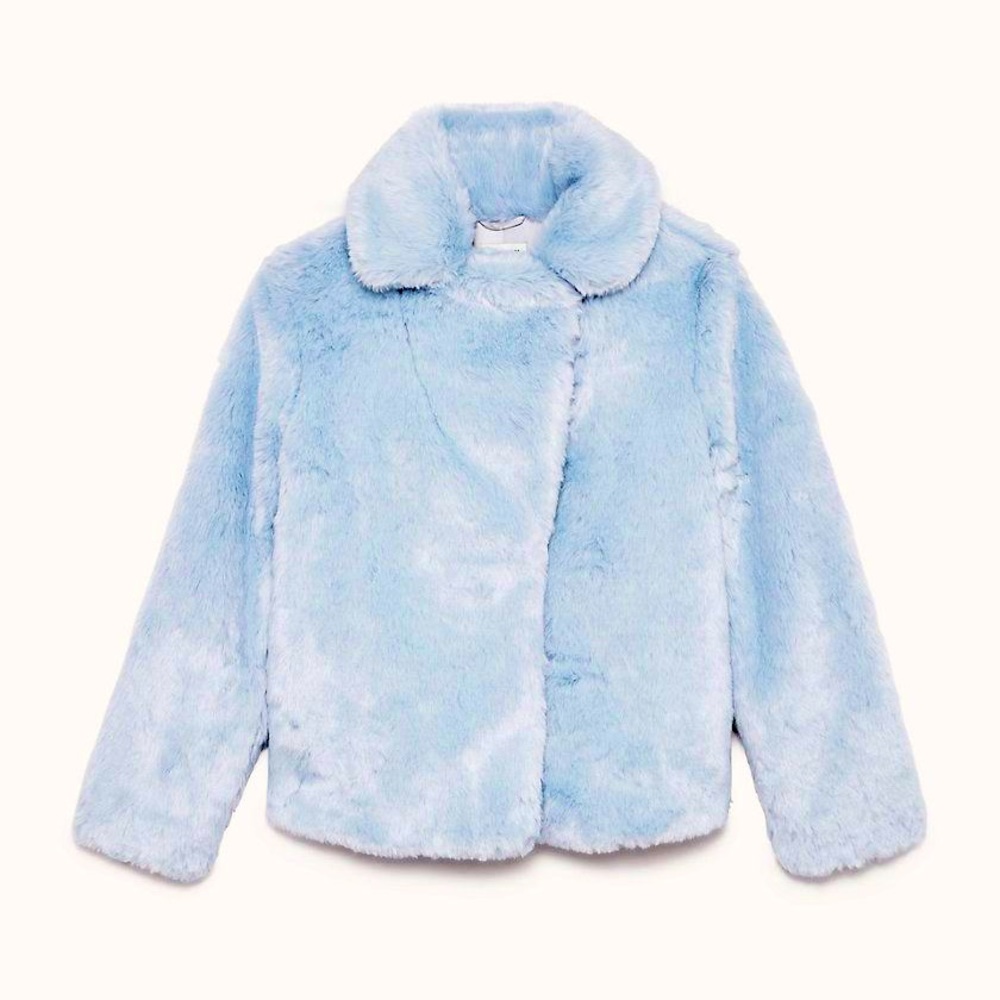 Aritzia Sunday Best Faux Fur Light Blue Coat